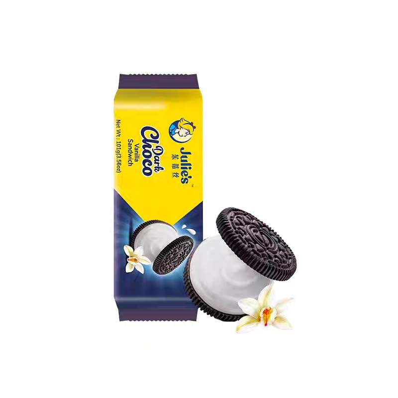 马来进口julies茱蒂丝巧克力香草味夹心饼干101g休闲零食